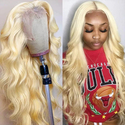30 Inch Blonde Hair Body Wave Human Hair Wigs 13x4 HD Lace 613 Lace Front Wigs