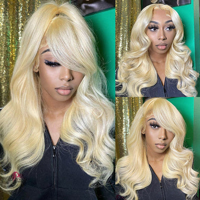 613 Human Hair Body Wave Wig Pure Blonde Wig Melt Lace 13x4 Wigs