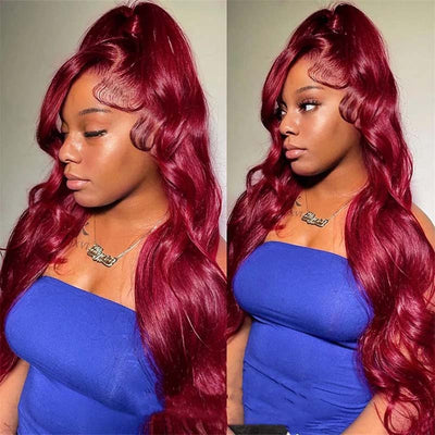99J Colored Wig Human Hair Body Wave 13×4 Lace Frontal Wig