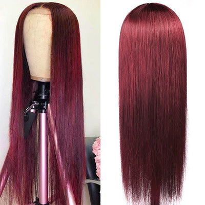 Burgundy Hair 13×4 HD Lace Front Wigs 99J Colored Straight Wig