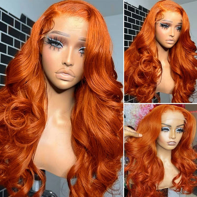 Body Wave #350 Color HD lace Wig Ginger Human Hair Wig for Women