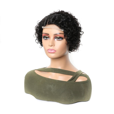 Side Part Wig Short Curly Hair Transparent Lace Wig
