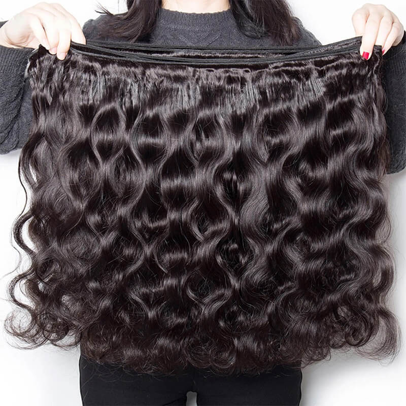 Mongolian Hair Body Wave Virgin Human Hair 3 Bundles With Lace Closure
