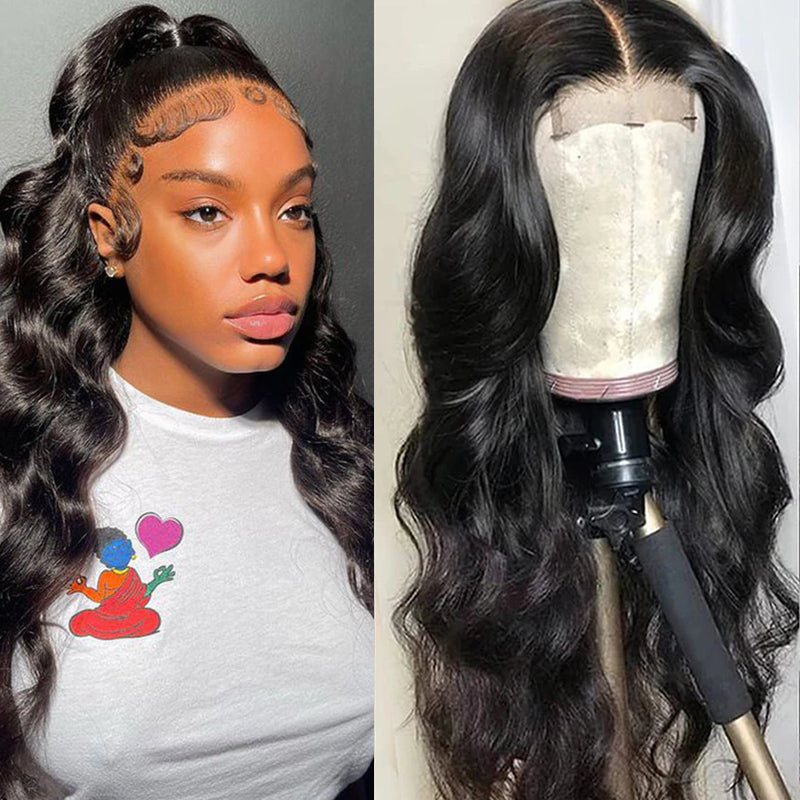 4x4 Closure Wig Human Hair Lace Closure Wig Transparent Lace Body Wave Wig