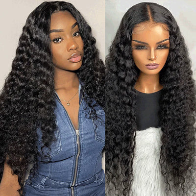 Glueless Wigs for Beginners Deep Wave Human Hair HD Lace Front Wig 5×5 Lace Closure Wig