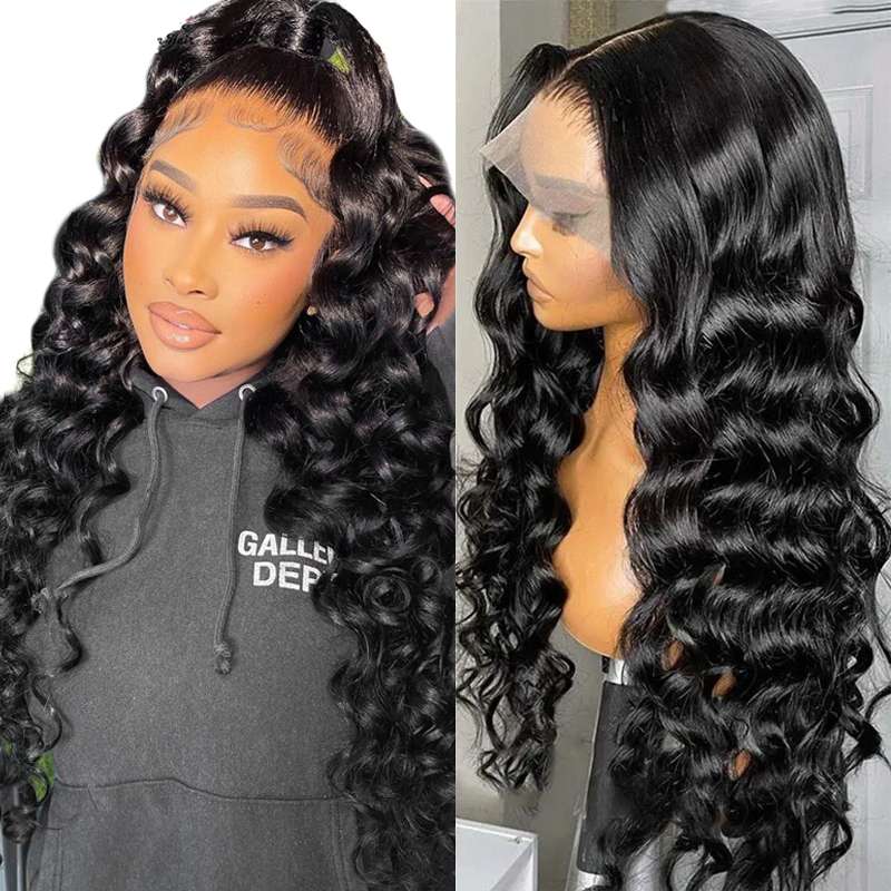 Human Hair 360 Lace Wigs Loose Deep Wave Wig Ponytail Wigs