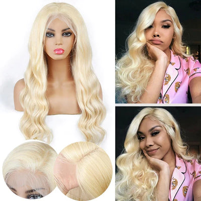 30 Inch Blonde Hair Body Wave Human Hair Wigs 13x4 HD Lace 613 Lace Front Wigs