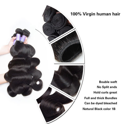  Hair 100% Raw Indian Virgin Human Hair Body Wave 3 Bundles Natural Wavy Human Hair Extensions-details