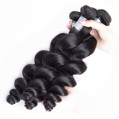  Peruvian Loose Wave 3 Bundles Unprocessed Virgin Human Hair Extensions-3 bundles loose wave hair